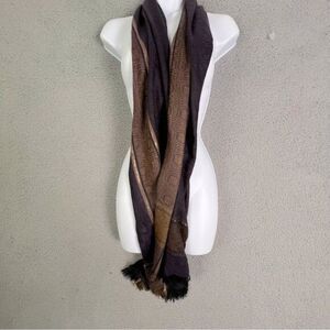 WOMENS LONG SCARF PURPLE BROWN GOLD